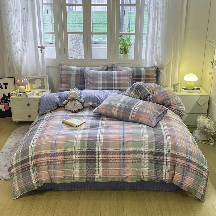 Cotton 4 Piece Bed Set Soft Breathable Bedding