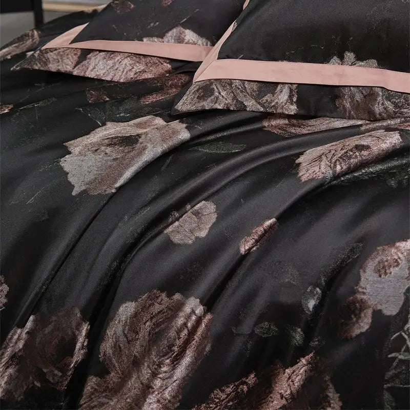 4Pcs Vintage Rose Pattern Luxury Bedding Set