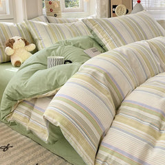 Japanese Style Floral Printed Queen Quilt Cover Set 3/4 Pcs Soft Cotton Bedding Set