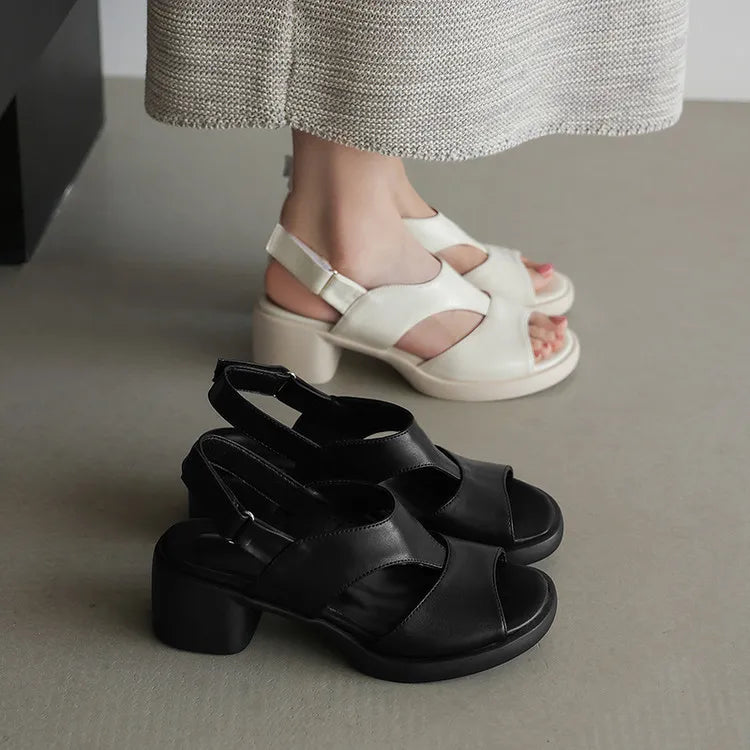 Comfortable Leather Chunky Heel