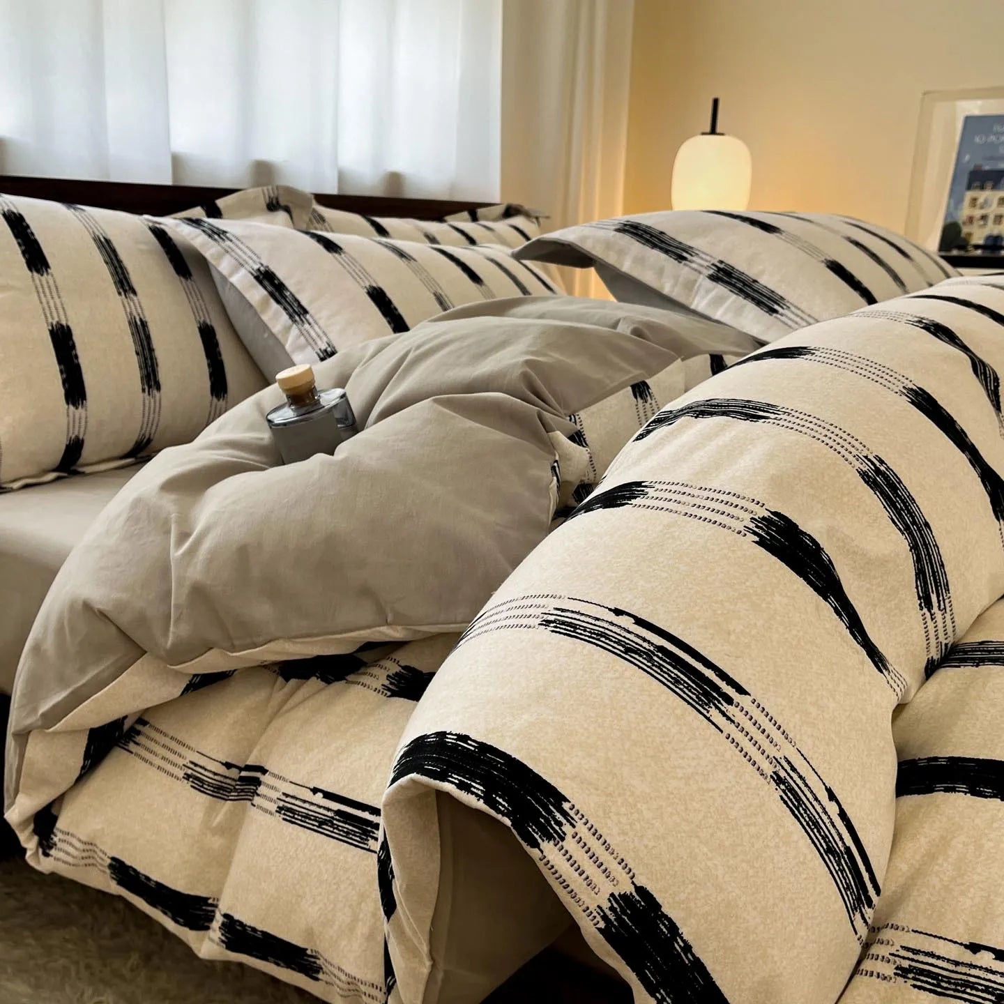 Thickened 4Pcs Bed Set Pure Cotton Long Staple Cotton Soft Bed Sheet Fitted Sheet Duvet Cover