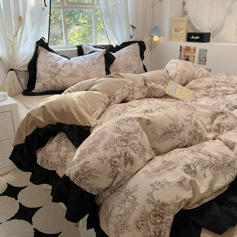 Korean Princess Lace Bedding Set