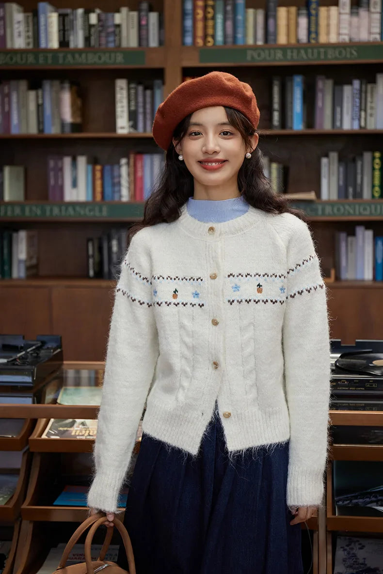 Lucia Cottagecore Cardigan with Embroidery