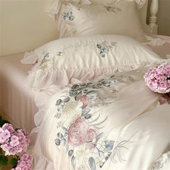 100% Cotton Floral Embroidery Bedding Set