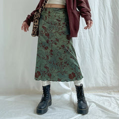 Fern Fleur Straight Midi Skirt