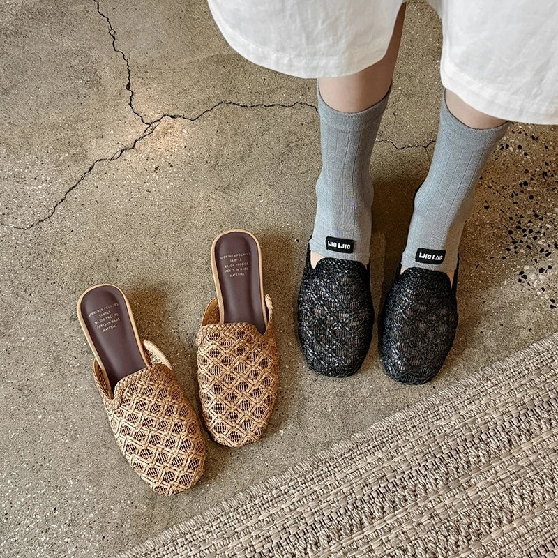 sheepskin woven middle Heel