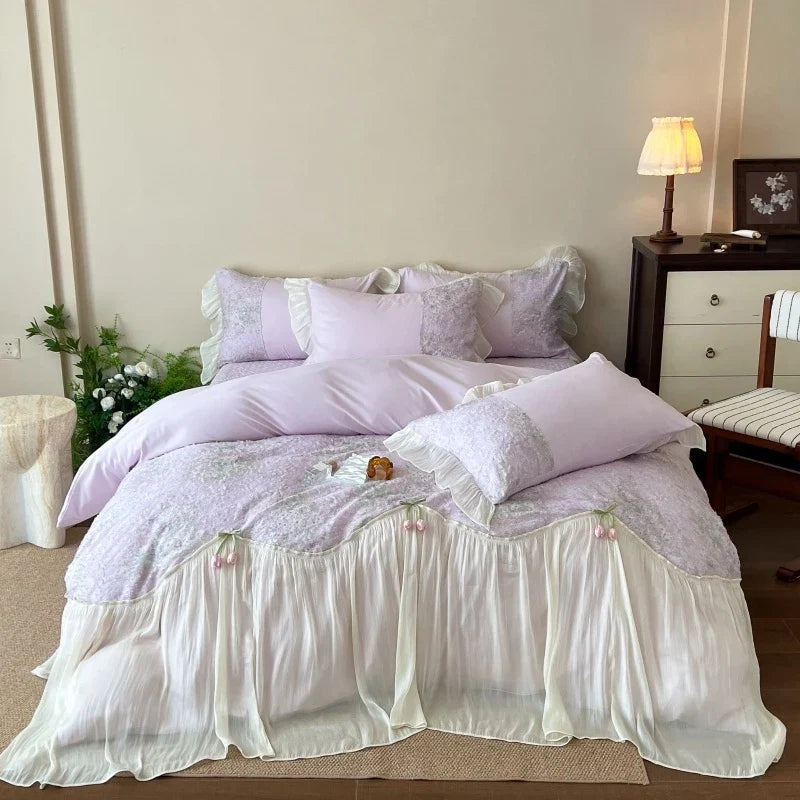 Shabby Chic Pink Flower Bedding Set