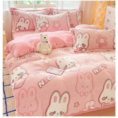 Cute Cartoon Velvet Bedding Set