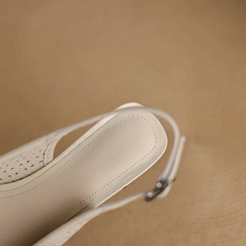 Breathable Hole Leather Cowhide Rhinestone Accessories with Loose Grip High Heels