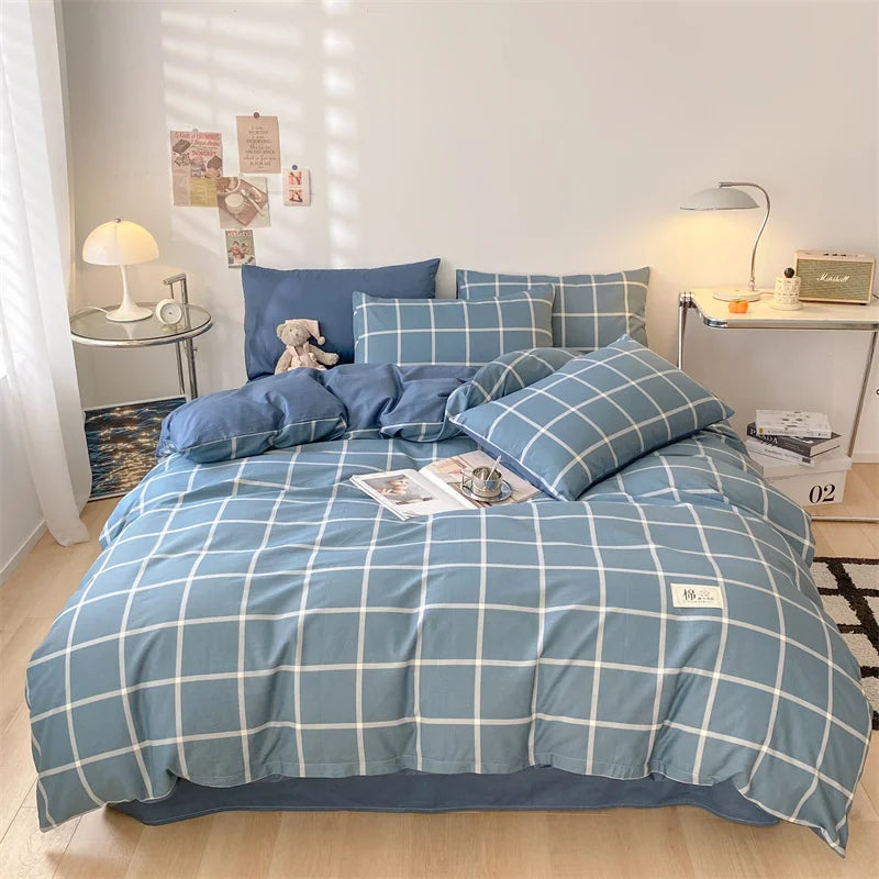 Spring 100% Cotton Duvet Cover Set Fashion Floral Printed Queen Bedding Set
