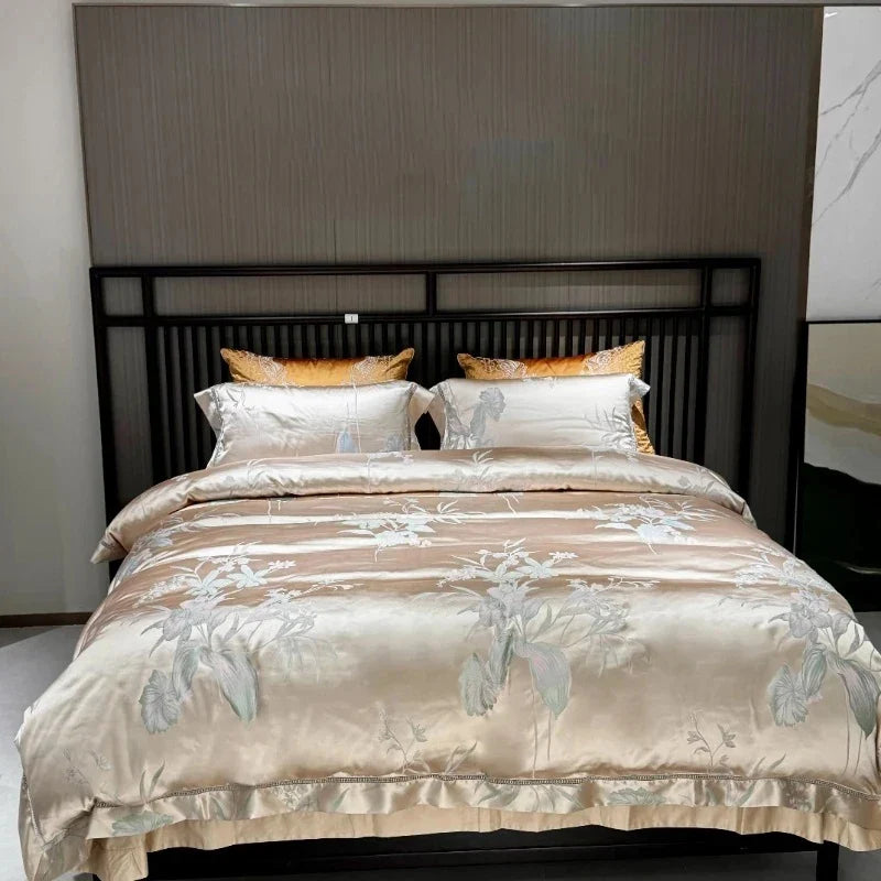 1000TC Egyptian Cotton Soft Silky Satin Jacquard Luxury Bedding Set