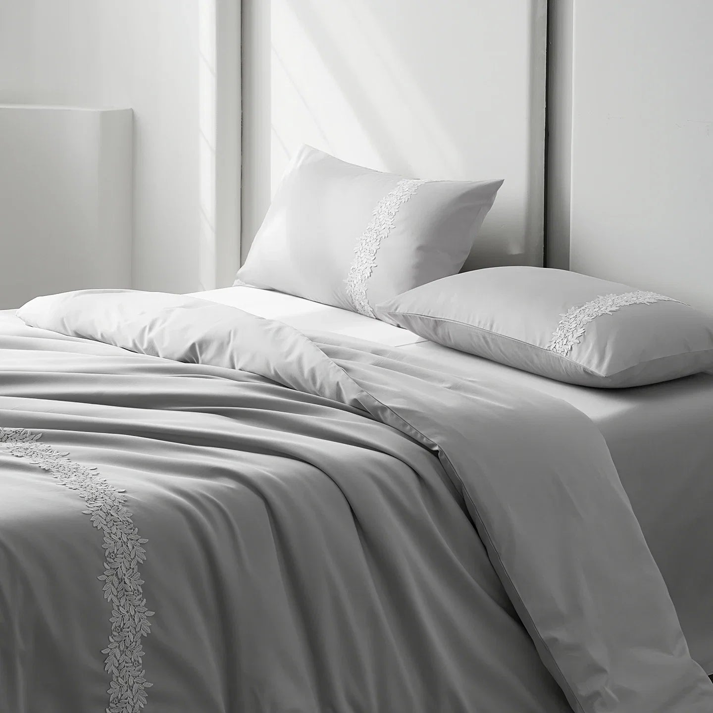 Elegant French Lace Solid Color Luxury Bedding Set