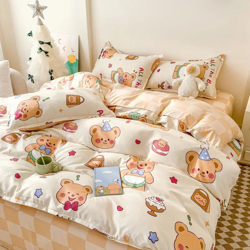 Cool Cars Duvet Cover Set with Zipper Kawaii Boys Girls Bed Sheet Pillowcases No Filler Twin Double Size Cute Bedding Set