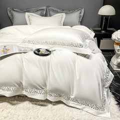 Premium 1200TC Egyptian Cotton Hollow Wide Edge Luxury Bedding Set