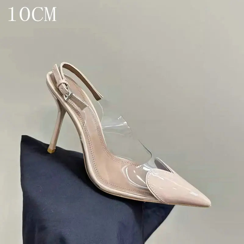 Heart-Shaped Transparent High-Heeled Sandals