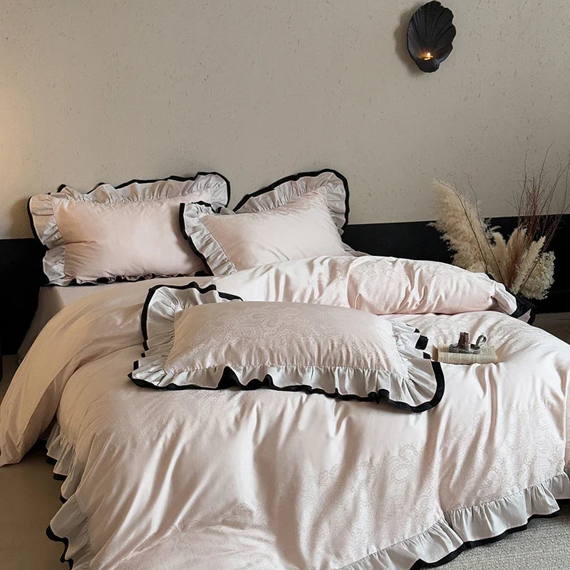 Premium 600TC Egyptian Cotton Jacquard Champagne Luxury Bedding Set