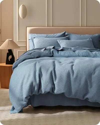 3 Pieces King Size Pure Cotton Woven Linen Colorful Duvet Cover Soft Breathable Bedding Set