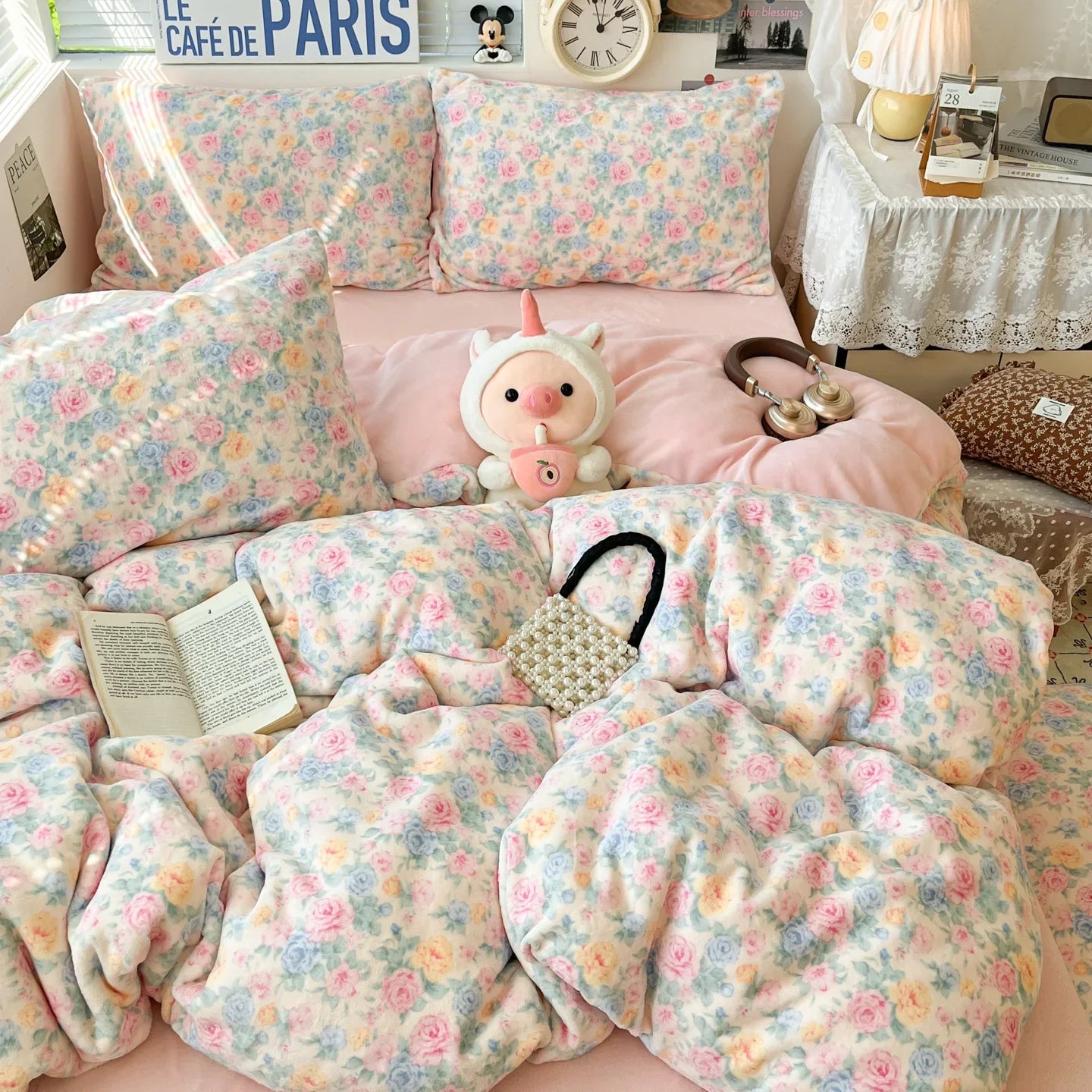 Winter Thick Velvet Duvet Cover Set Student Dormitory Bedding Set