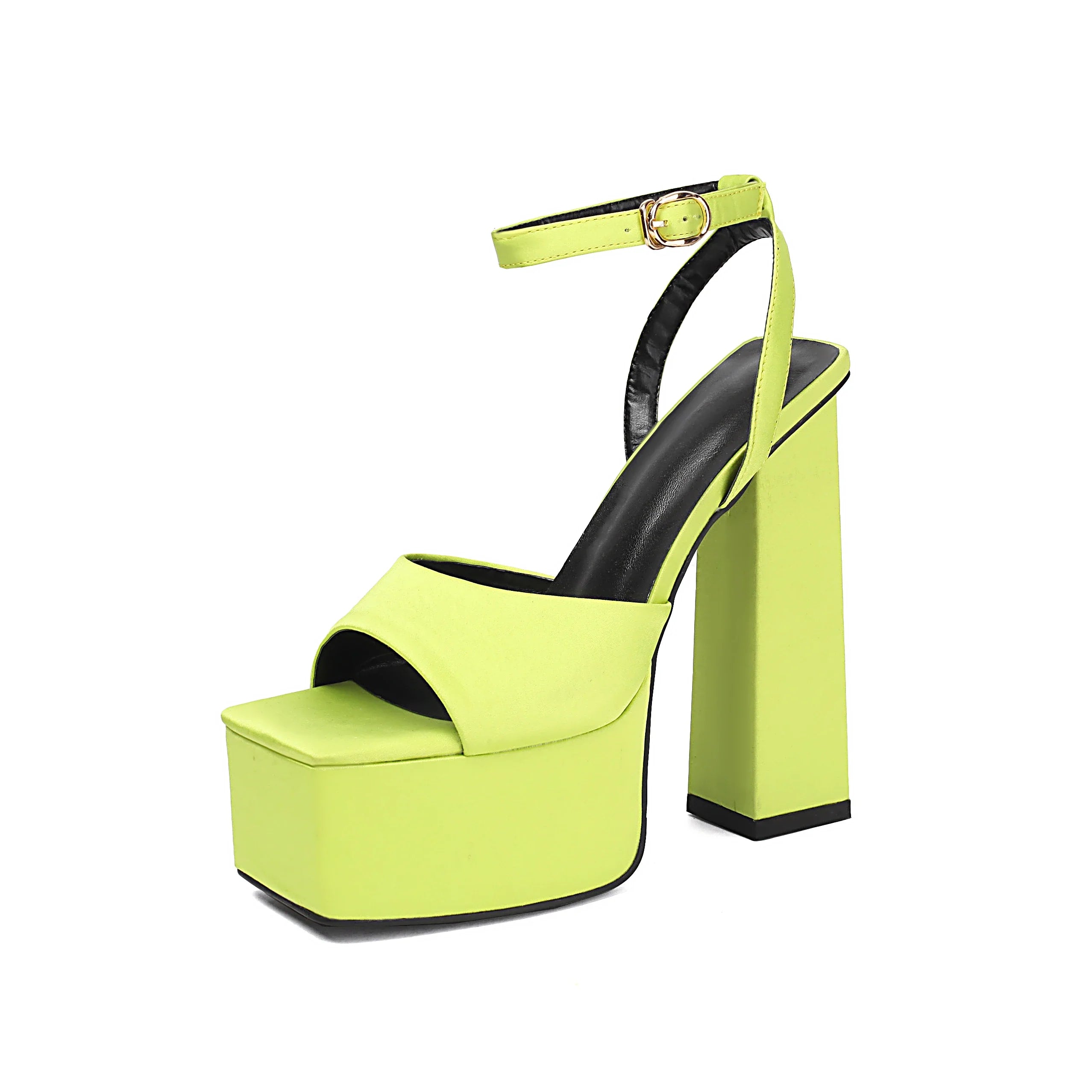 Blue Satin Peep Toe Shoes