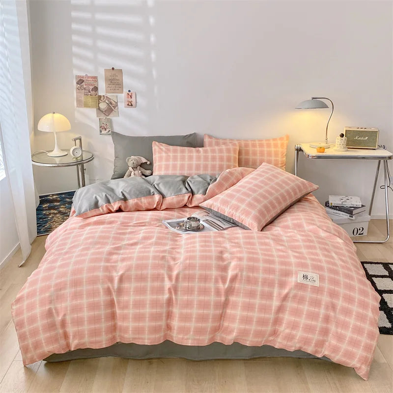 Spring 100% Cotton Duvet Cover Set Fashion Floral Printed Queen Bedding Set