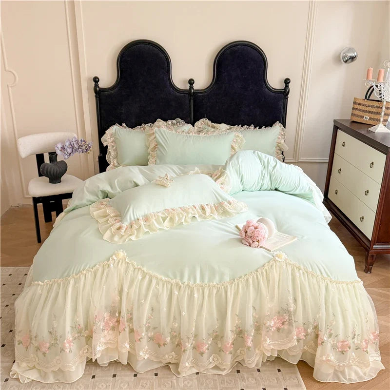 4Pcs Princess Wedding Bedding Set