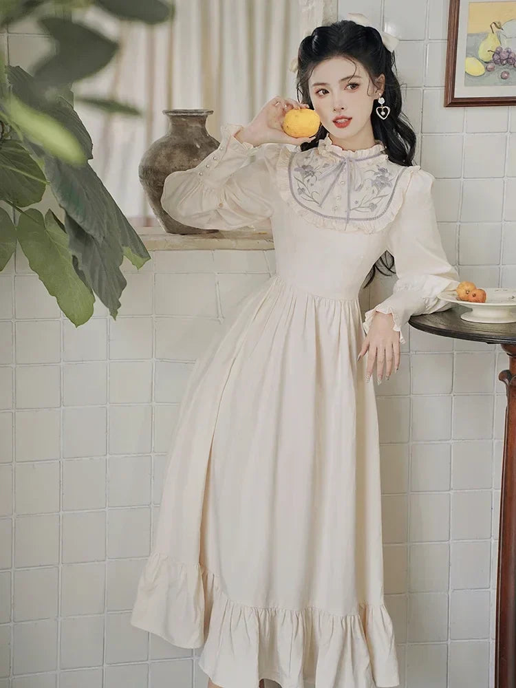 Magnolia Garden Light Academia Vintage-Style Princess Dress