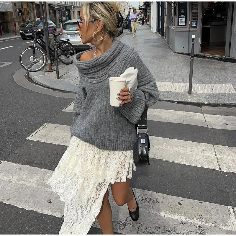 Sculpted Serenity Slash Neck Sweater