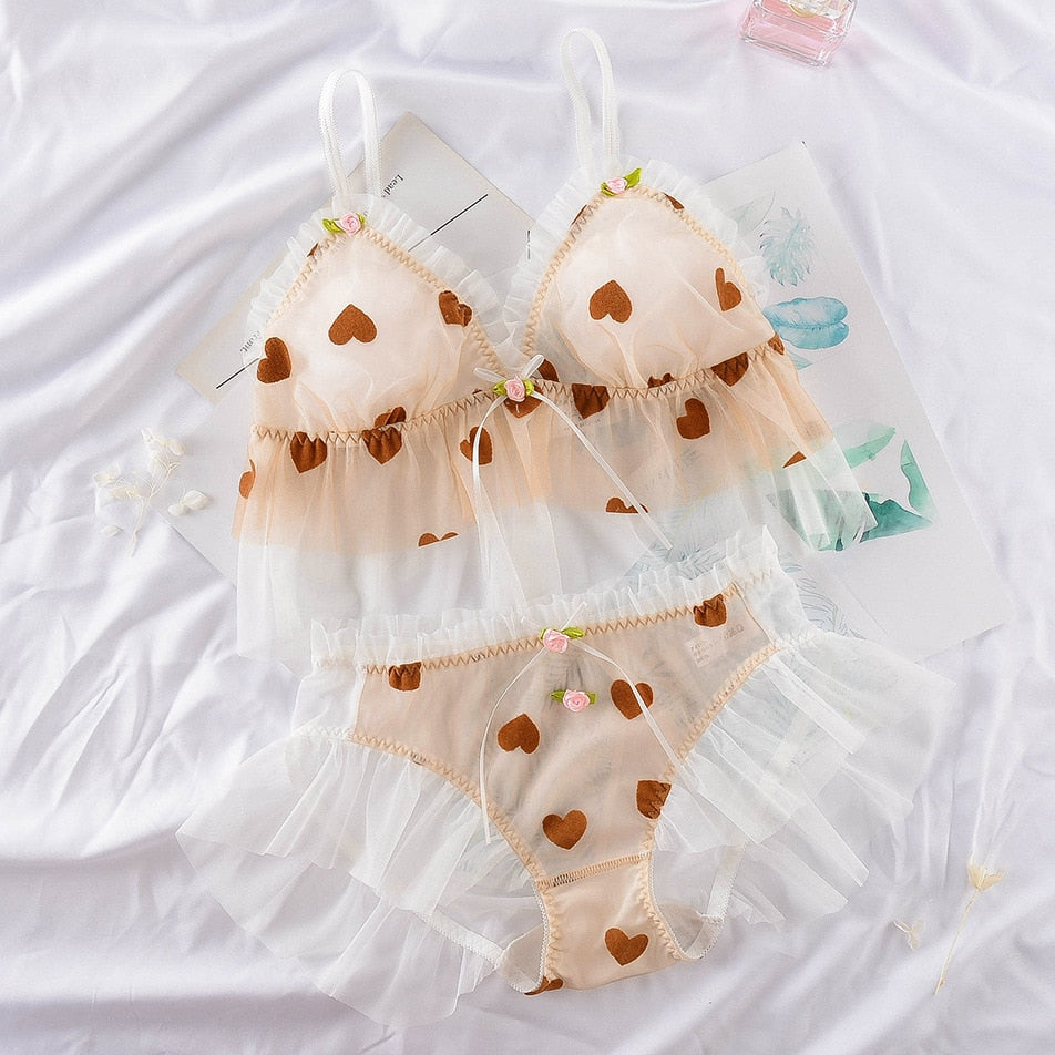 Heart Print Lolita Lingerie Set