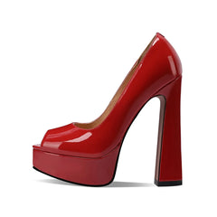 Cow patent leather peep toe Pumps