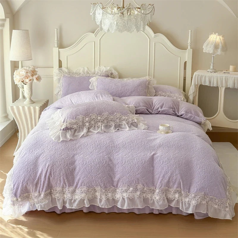 Romantic Lace Ruffles Princess Style Bedding Set