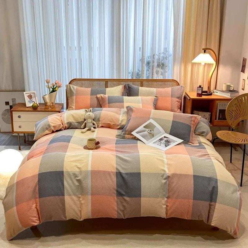 High Quality 100% Cotton Duvet Cover Set Modern Striped Printed Bedding Set