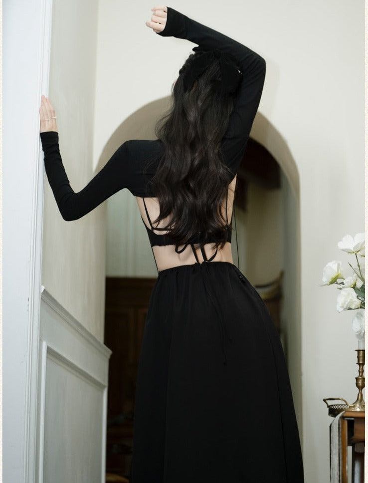 Conjunto de dos piezas de vestido gótico de bruja oscura Karma-Bewitched