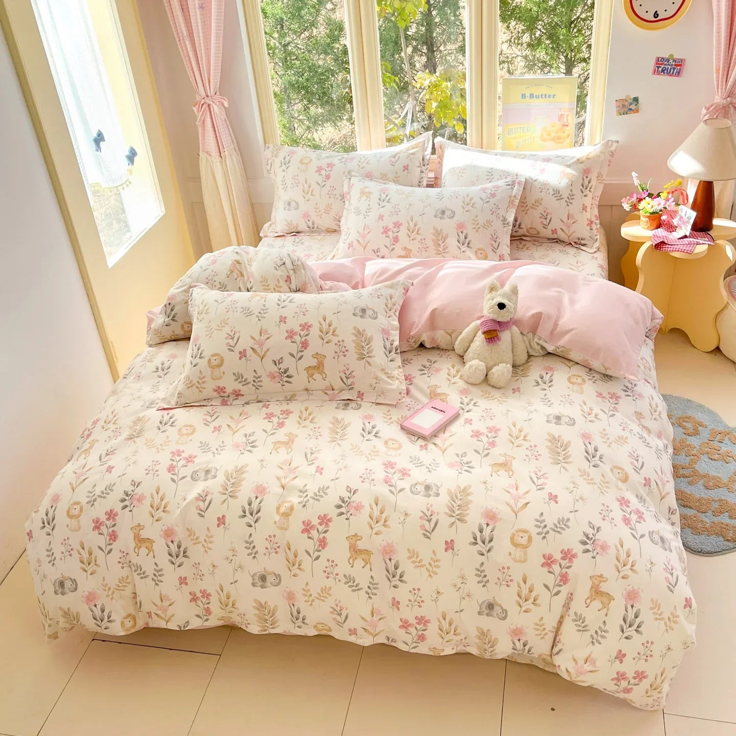 High Quality 100% Cotton Floral Duvet Cover Set Soft Breathable Queen King Bedding Set
