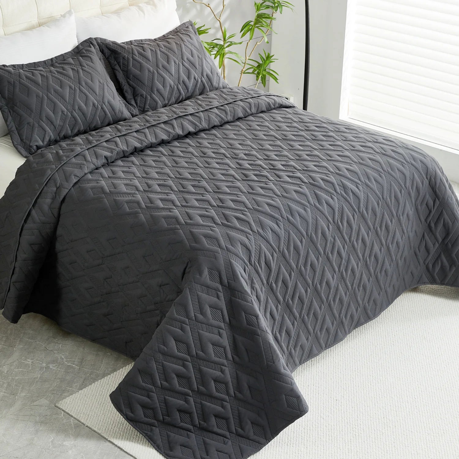 Pure Color Quilted Bedding Set