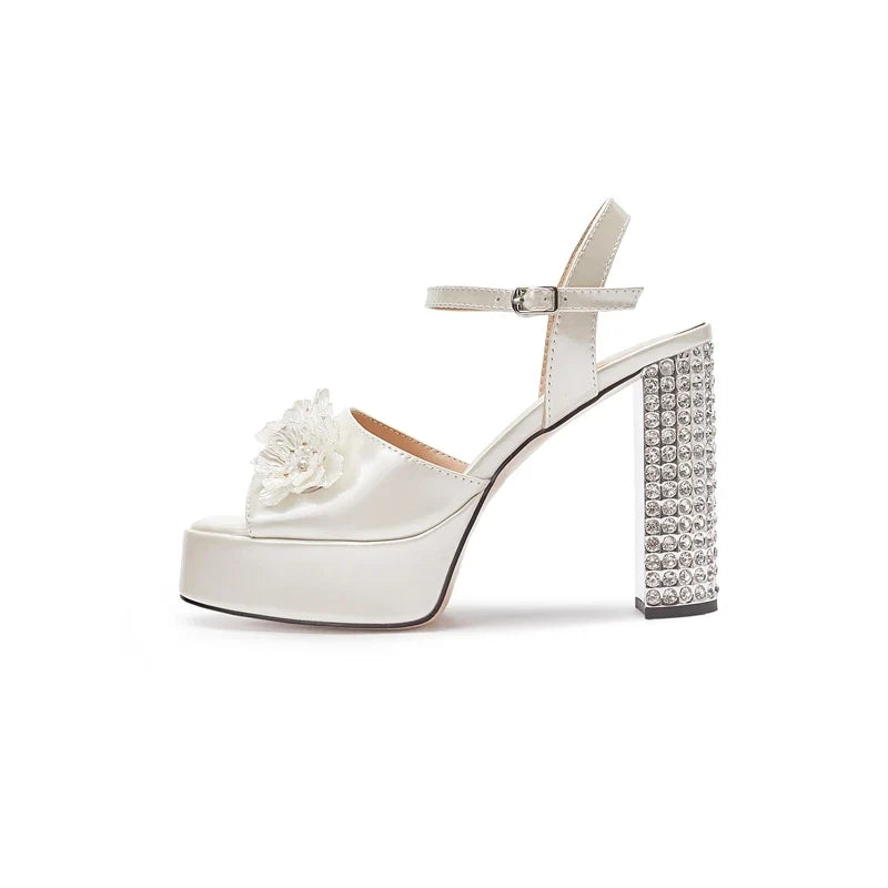 Diamond Accessories Thick Sole Waterproof Platform High Heel