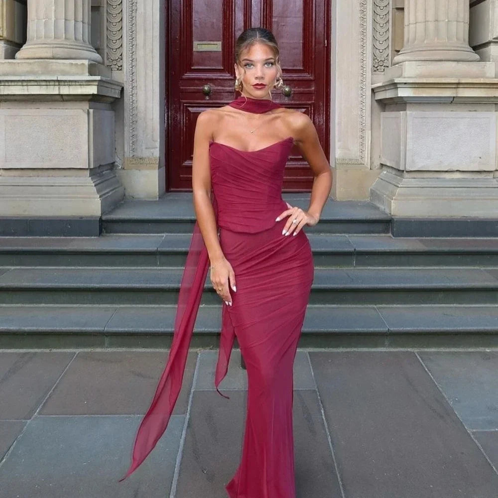 Bellamy Strapless Set With Scarf