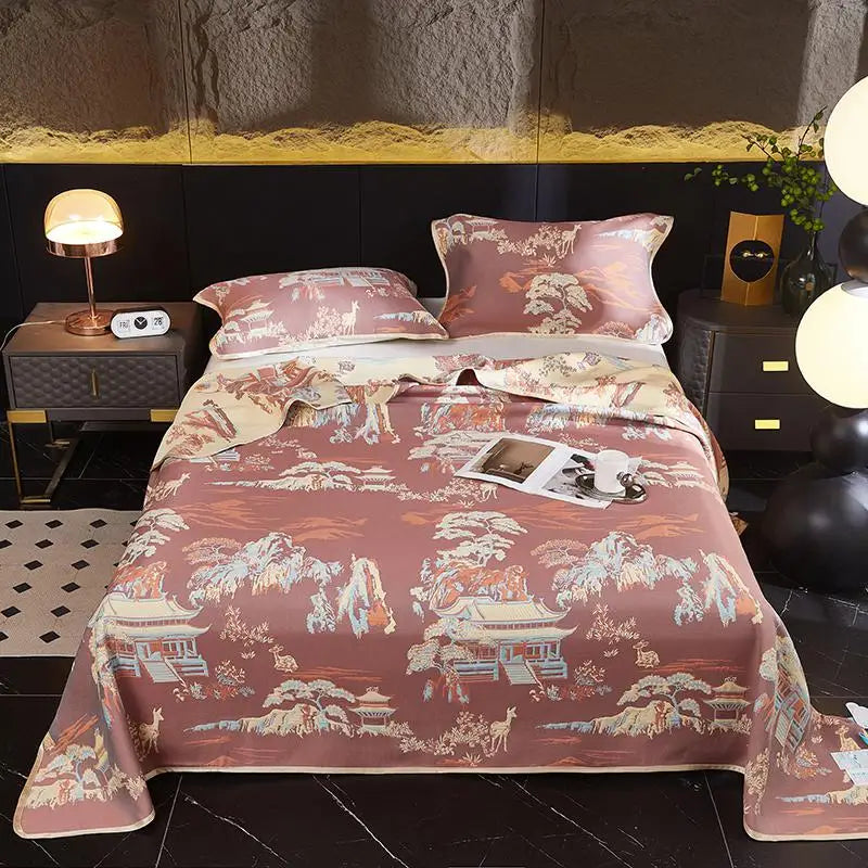 Ultra Soft Breathable Lyocell Cotton Elegant Jacquard Woven Bedspread Blend Cooling Blanket  Bed Sheet