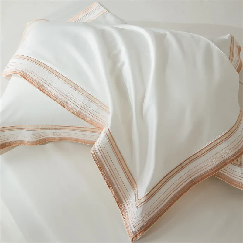 1000TC Egyptian Cotton Luxury Embroidery Solid Color Hotel Style 4Pcs Bedding Set