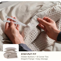 3 Pieces King Size Pure Cotton Woven Linen Colorful Duvet Cover Soft Breathable Bedding Set