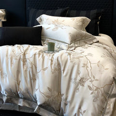 High Precision Satin Jacquard Egyptian Cotton Soft Silky Bedding Set