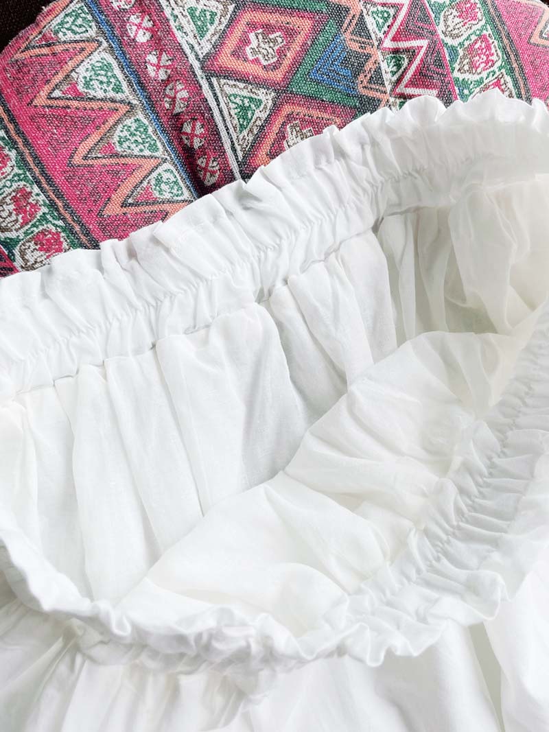 White Cotton Broderie Anglaise Embroidered Cottagecore Skirt