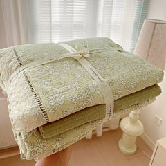 4pcs Floral Printed Duvet Cover Set Korean Lace Bedding Set