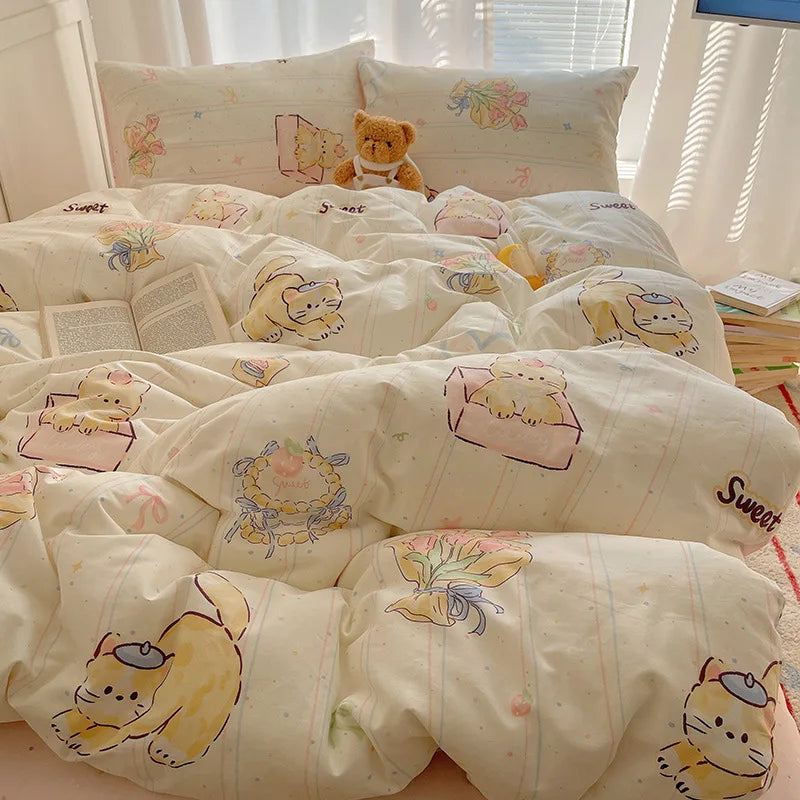 Cotton Long Staple Cotton 4 Pcs Bedding Set