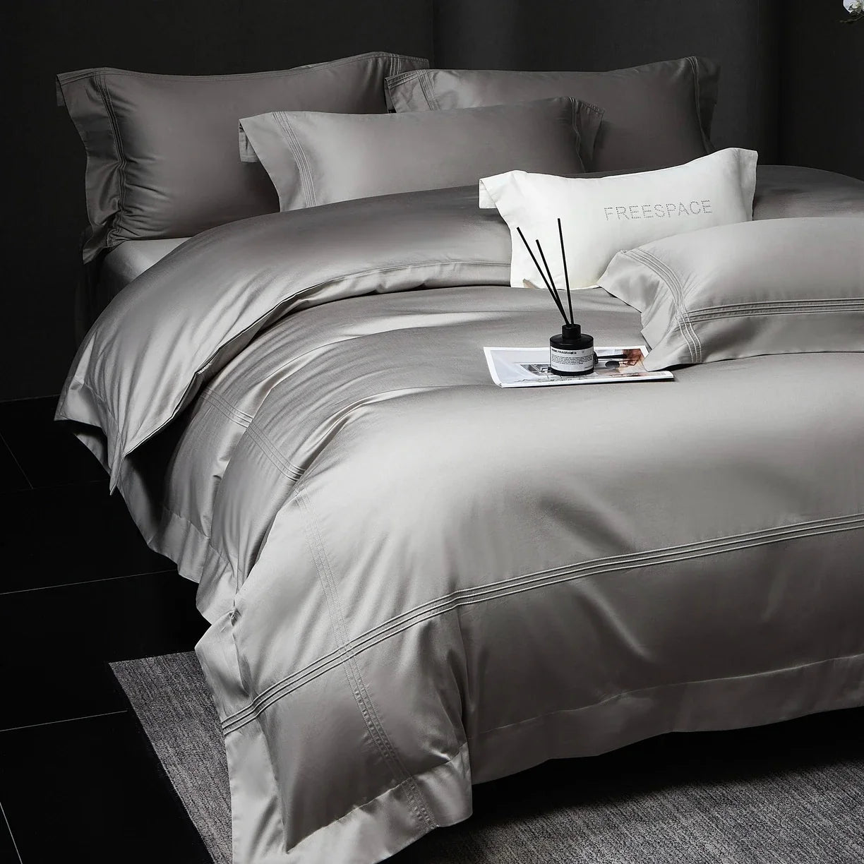 Luxury White Hotel Style Premium 100S Long Staple Cotton Bedding Set