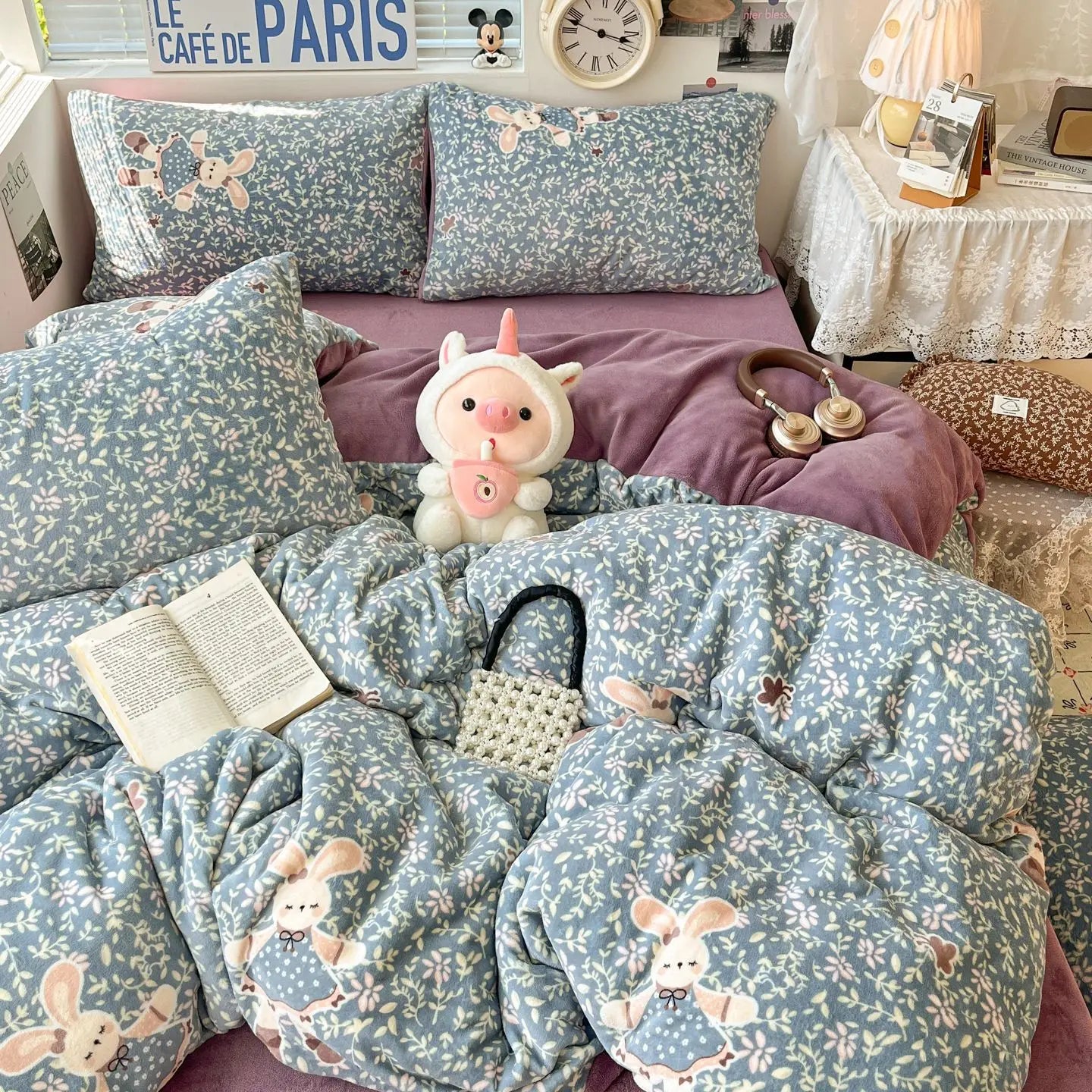 Winter Thick Velvet Duvet Cover Set Student Dormitory Bedding Set
