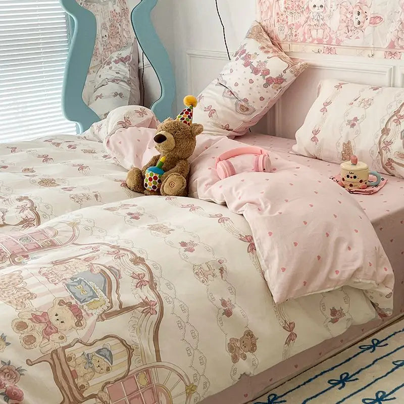 Cute Dog Duvet Cover Set Soft Kids Adult Twin Queen Size Girls Boys Flat Sheet Pillowcase Bedspread No Filler Bedding Set