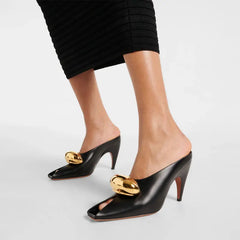 Fashionable Bright Face Metal Buckle Super High Heel