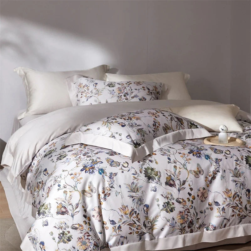 Luxury Watercolor Floral Print Bedding Set
