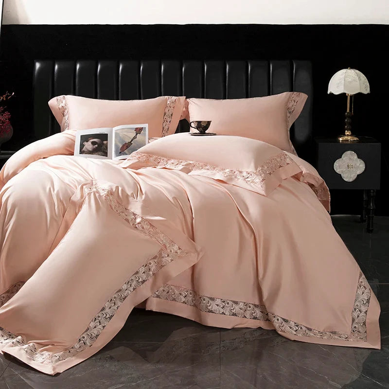 Premium 1000TC Egyptian Cotton Luxury Hollow Wide Edge Embroidery Bedding Set