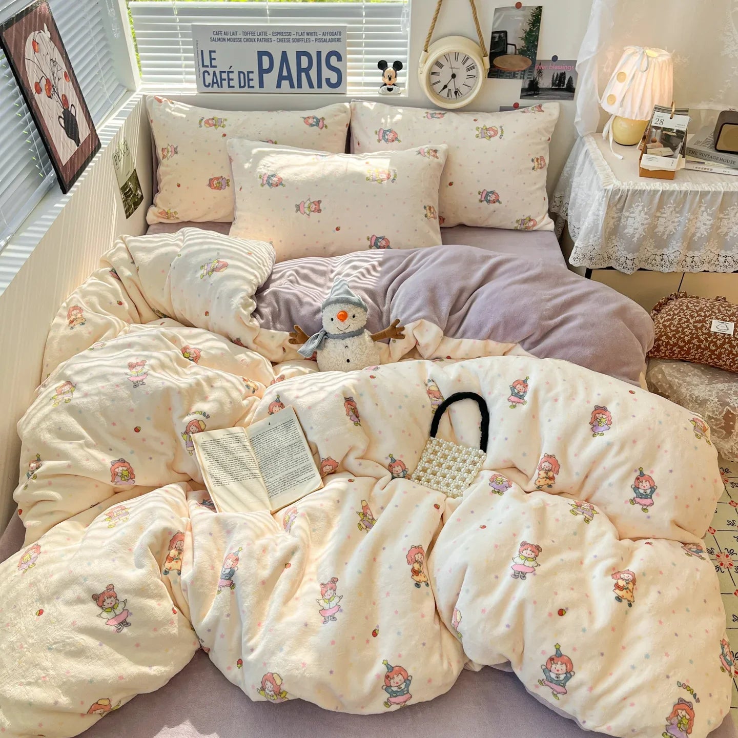 Winter Thick Velvet Duvet Cover Set Student Dormitory Bedding Set